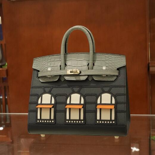 【エルメス HERMES】バーキン フォーブル 20  グリミスティ グリシメント ブラック トリヨン  シャンパンゴールド金具（100％手縫）